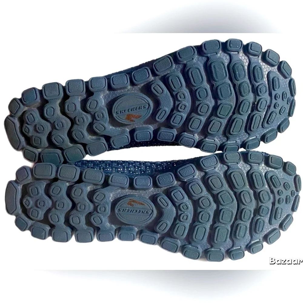 EUC Skechers Sport Sweetpea Weave Slip-on Navy, Silver, Metallic, #22616, Sz 9.5 - Picture 10 of 13